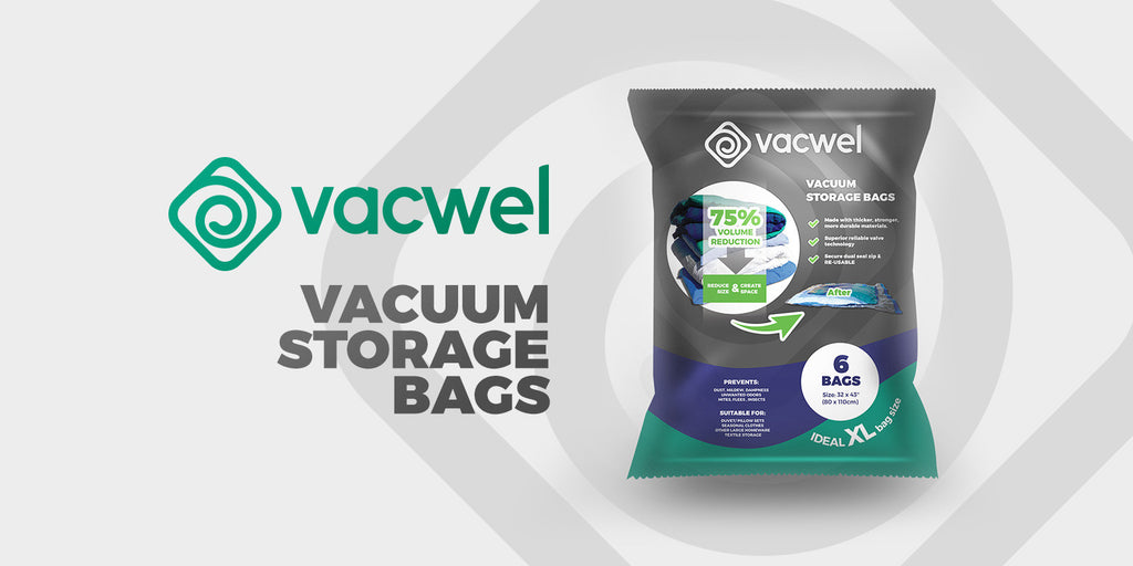 Vacwel Smaller Size Vacuum Storage Bags 8 Pack with FREE Travel Pump