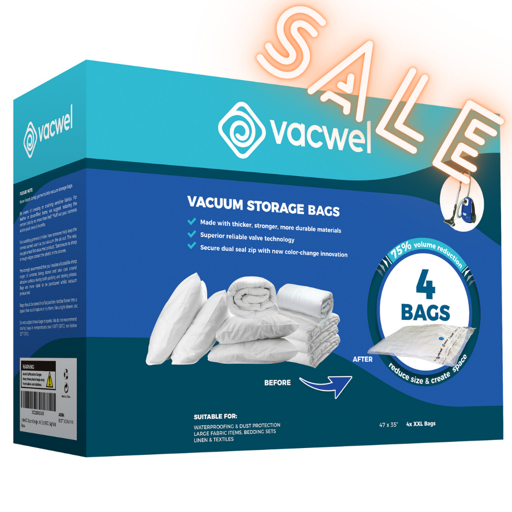 4 XXL Vacuum Storage Bags 47 x 35 inch Vacwel