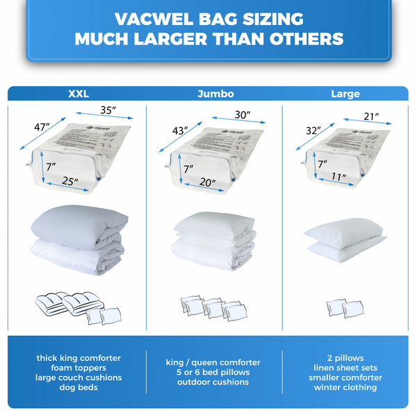 Jumbo XXL Vacuum Storage Bags, 47 x 35 inch, 10x bags pack