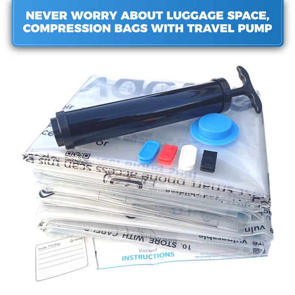 8 Vacuum Storage Bag Variety Pack With BONUS Travel Pump