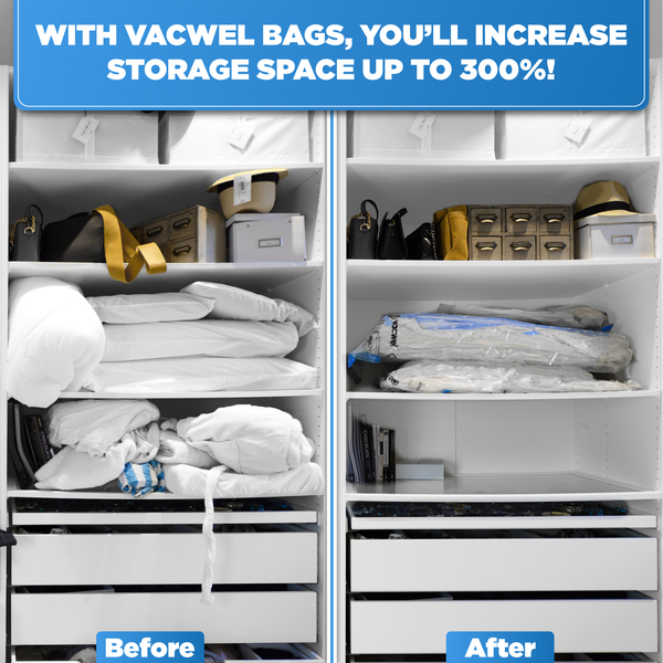 8 Vacuum Storage Bag Variety Pack With BONUS Travel Pump