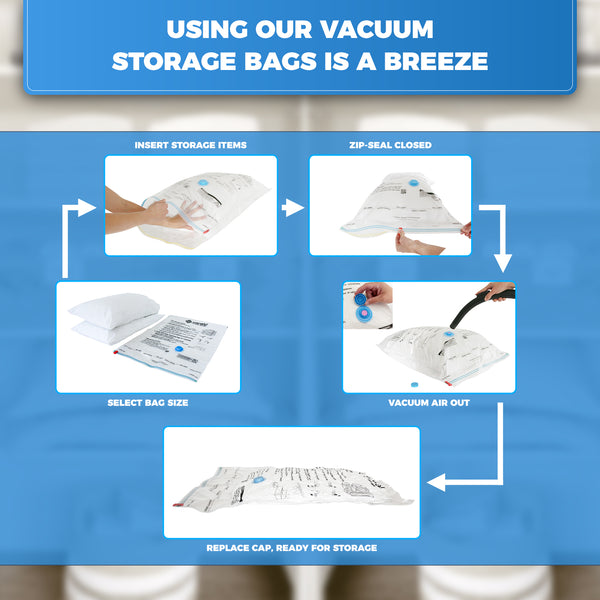 Vacwel Vacuum Storage Bags 8 Jumbo + 4 Large Size (12 Bag) Pack