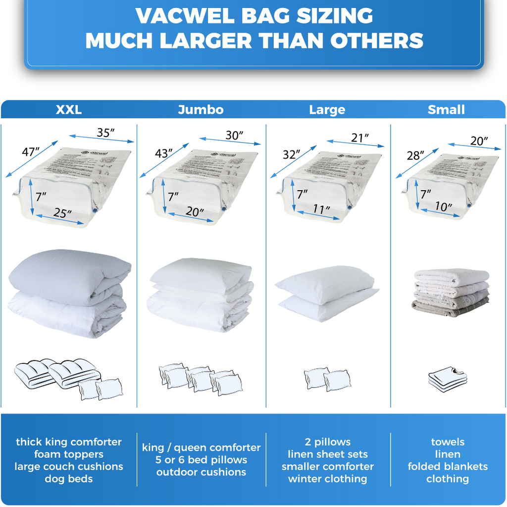 3 XXL Vacuum Storage Bags (47 x 35 inch) with BONUS Bag – Vacwel