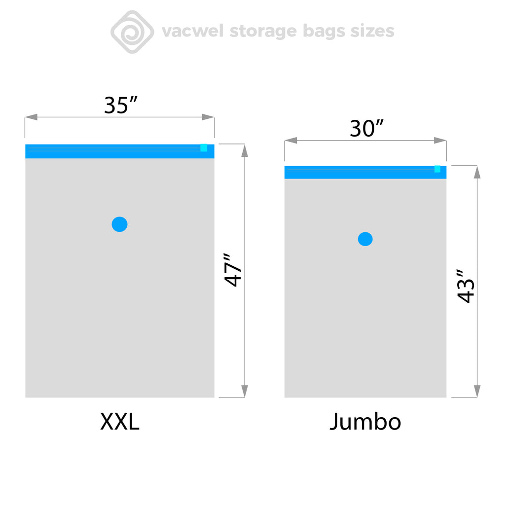 Jumbo XXL Vacuum Storage Bags, 47 x 35 Space Saver Bags for 3x